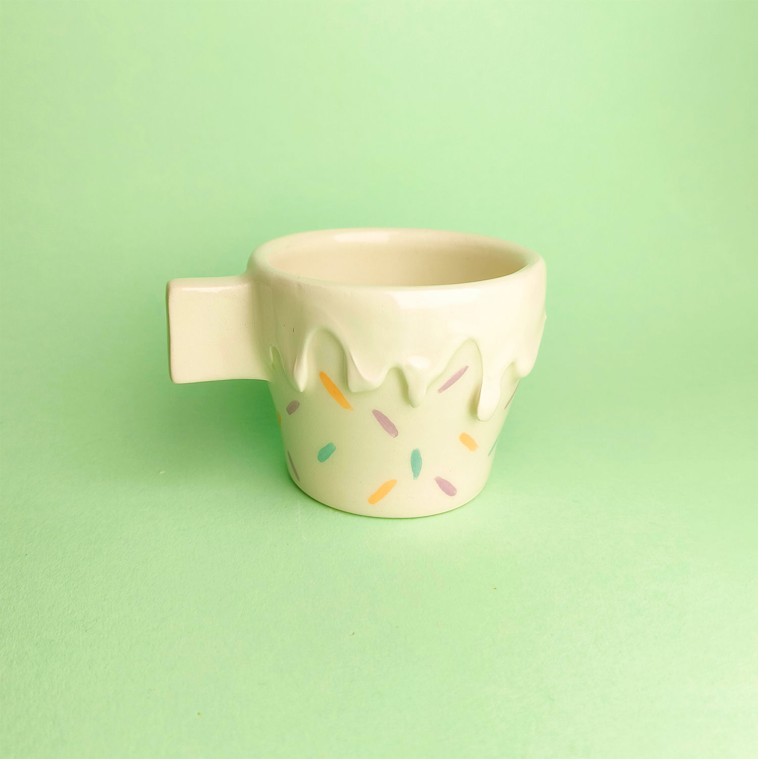 Κεραμική χειροποίητη κούπα espresso με εφέ λιωμένου παγωτού βανίλια