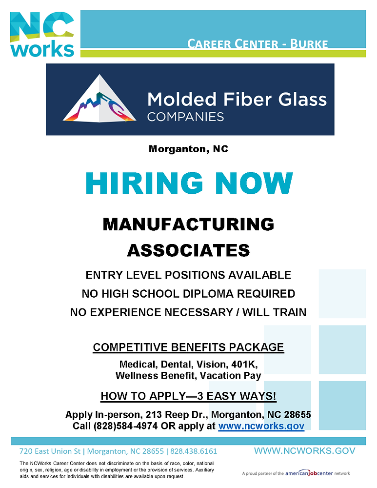 Hiring Now Molded Fiber Glass Manufacturing Associates
