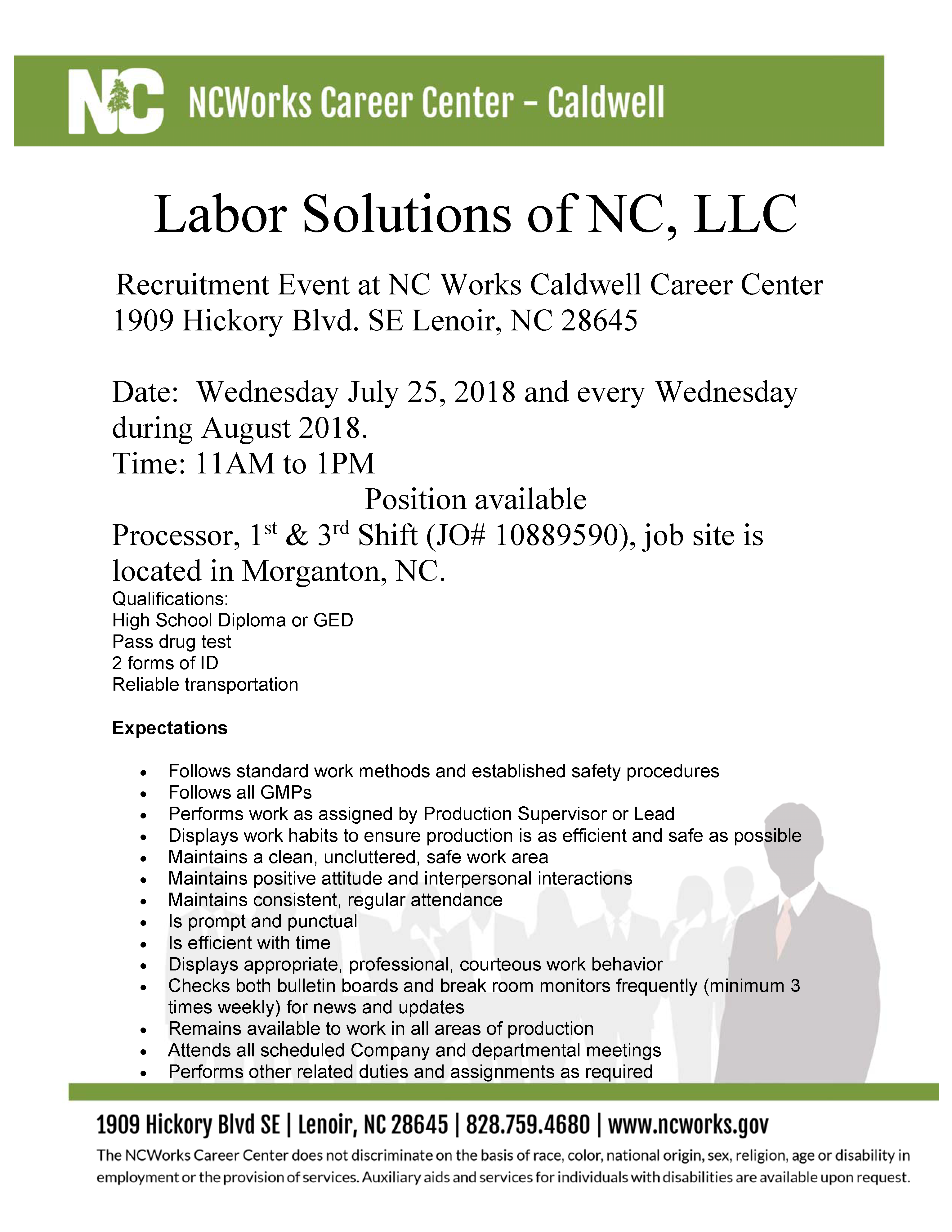 Llc In Nc >> Labor Solutions Of Nc Llc Recruitment Event At Nc Works Caldwell Llc In Nc >> Labor Solutions Of Nc Llc Recruitment Event At Nc Works Caldwell