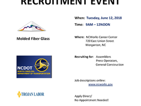 Multi-Employer Recruitment Event at the NCWorks Career Center-Burke on June 12, 9AM to 12PM