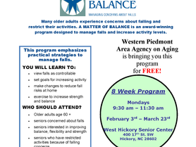 A Matter of Balance - 8 Week Program - West Hickory Senior Center
