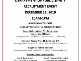 Department of Public Safety Recruitment Event Dec. 11 | 10am to 1pm - NCWorks-Catawba