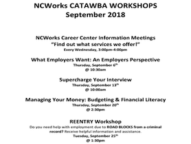 Catawba Employment Readiness Workshops - September 2018