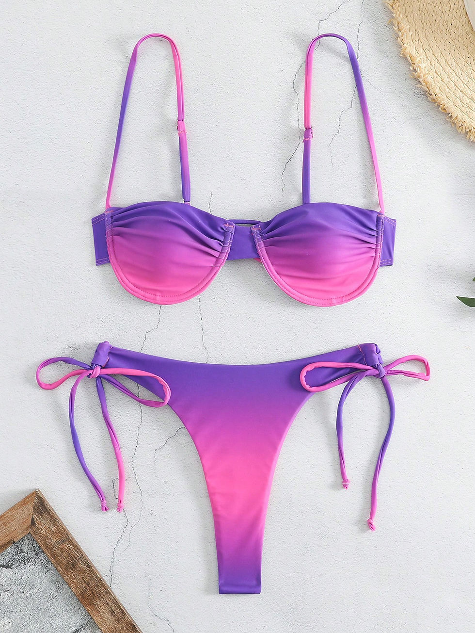 Miniatura: sexy tie dye print push up bikinis sets two pieces side tie swimsuit thong Swimw