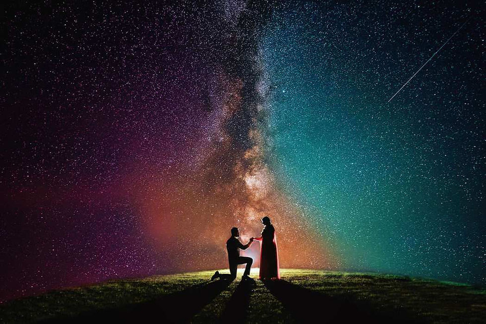 Proposal for marriage while stargazing.