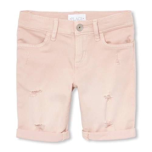 Thumbnail: copy of Girls Roll Cuff Distressed Denim Skimmer Shorts P