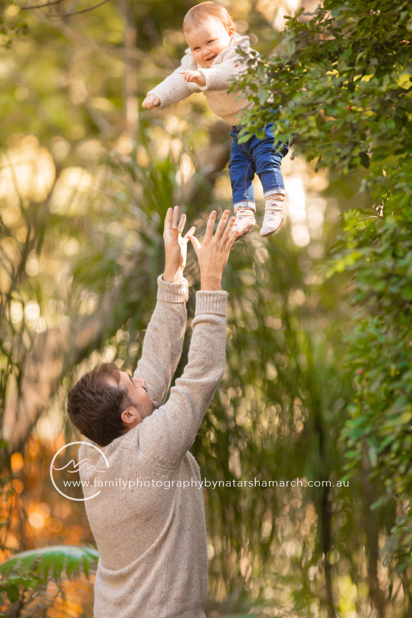 dad and baby playing during Brisbane family photography session