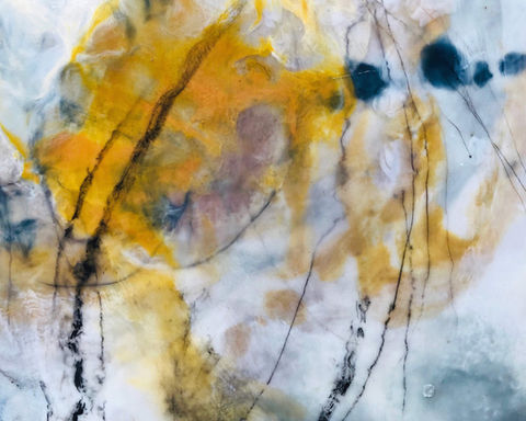 Dancing under the Moon, encaustic on wood