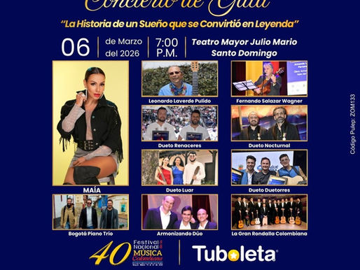 Gran concierto de gala para el gran lanzamiento de los 40 años de Festival Nacional de Música Colombiana