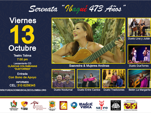 Ibagué vivirá lo mejor de la música colombiana en sus 473  años el 13 de octubre en el Teatro Tolima