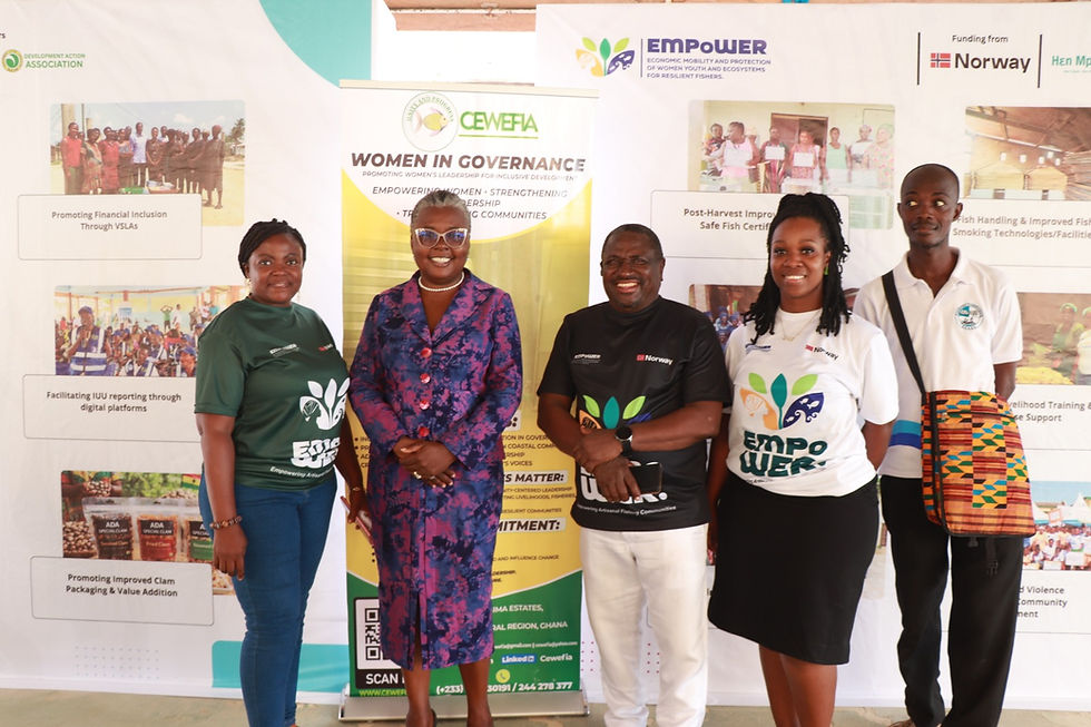 Cewefia staff had a photo opportunity and networking with the Minister of Fisheries and Aquaculture. Mrs. Emelia Arthur.