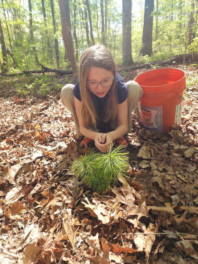 Student planting her seed