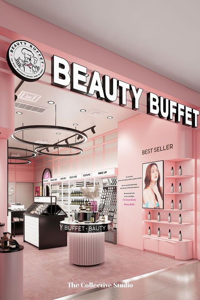 ผลงานการออกแบบ showroom design ให้ร้านเครื่องสำอาง BEAUTY BUFFET 