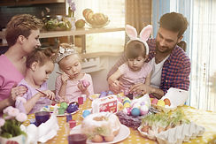 Family Decorating Eggs