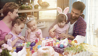 Family Decorating Eggs