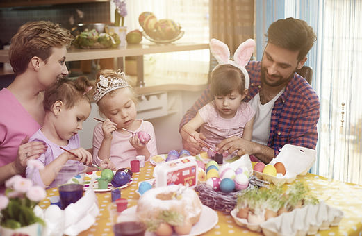 Family Decorating Eggs