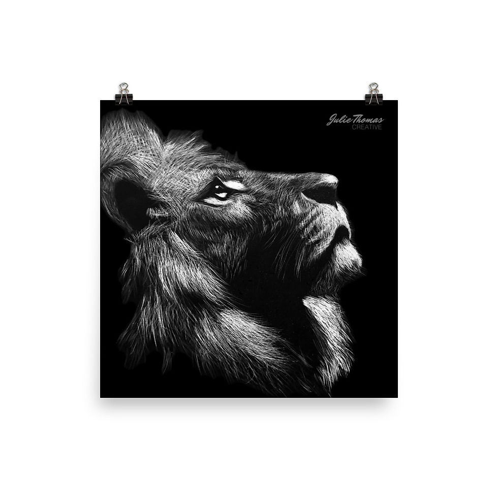 Thumbnail: Lion Scratchboard