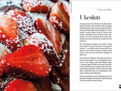 Projekt graficzny książki, zdjęcie ciasta i tekst