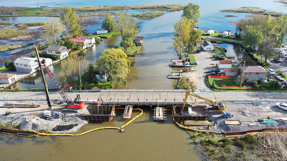 Staged Construction and Road Re-Alignment of the new Long Point Causeway Bridge in Long Point, Ontario by Sierra Construction Group