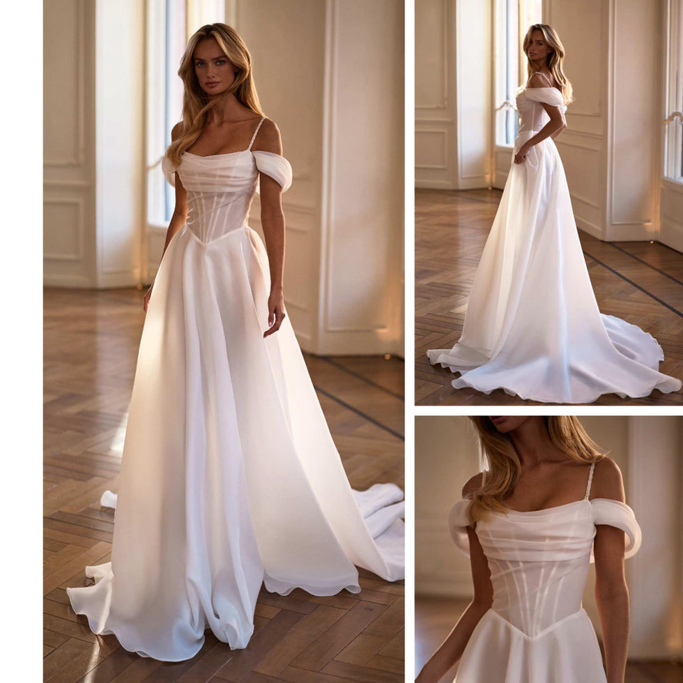 Bella sposa con abito bianco, Sposami Atelier. Abito elegante e romantico.