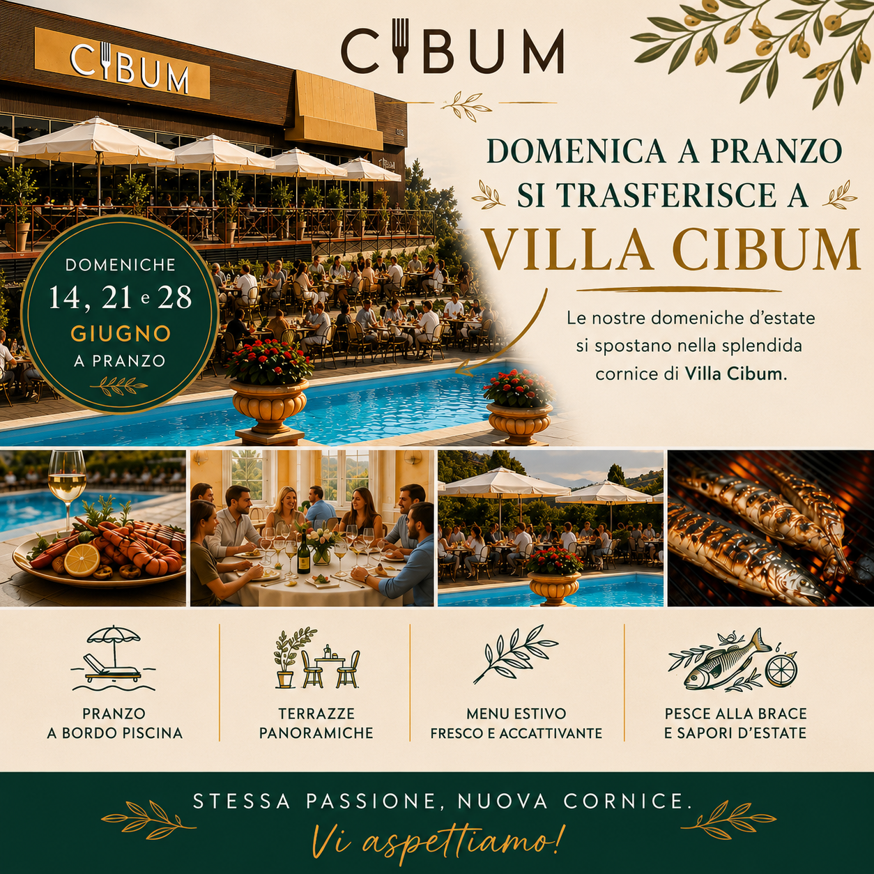 Locandina a pranzo la domenica in Villa Cibum