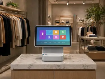 histone luna pos system on a counter in a retail store setting