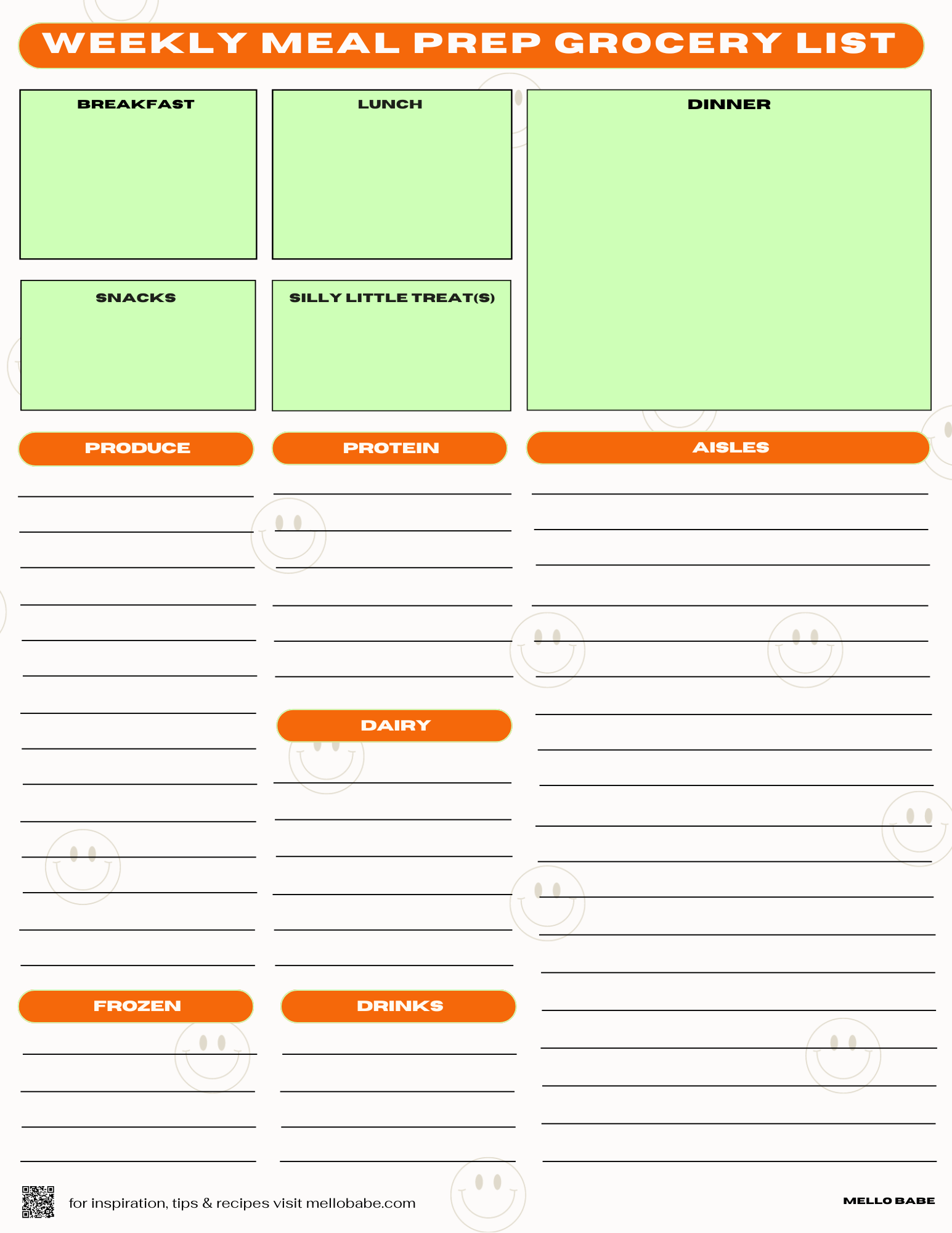 (digital) meal prep grocery list