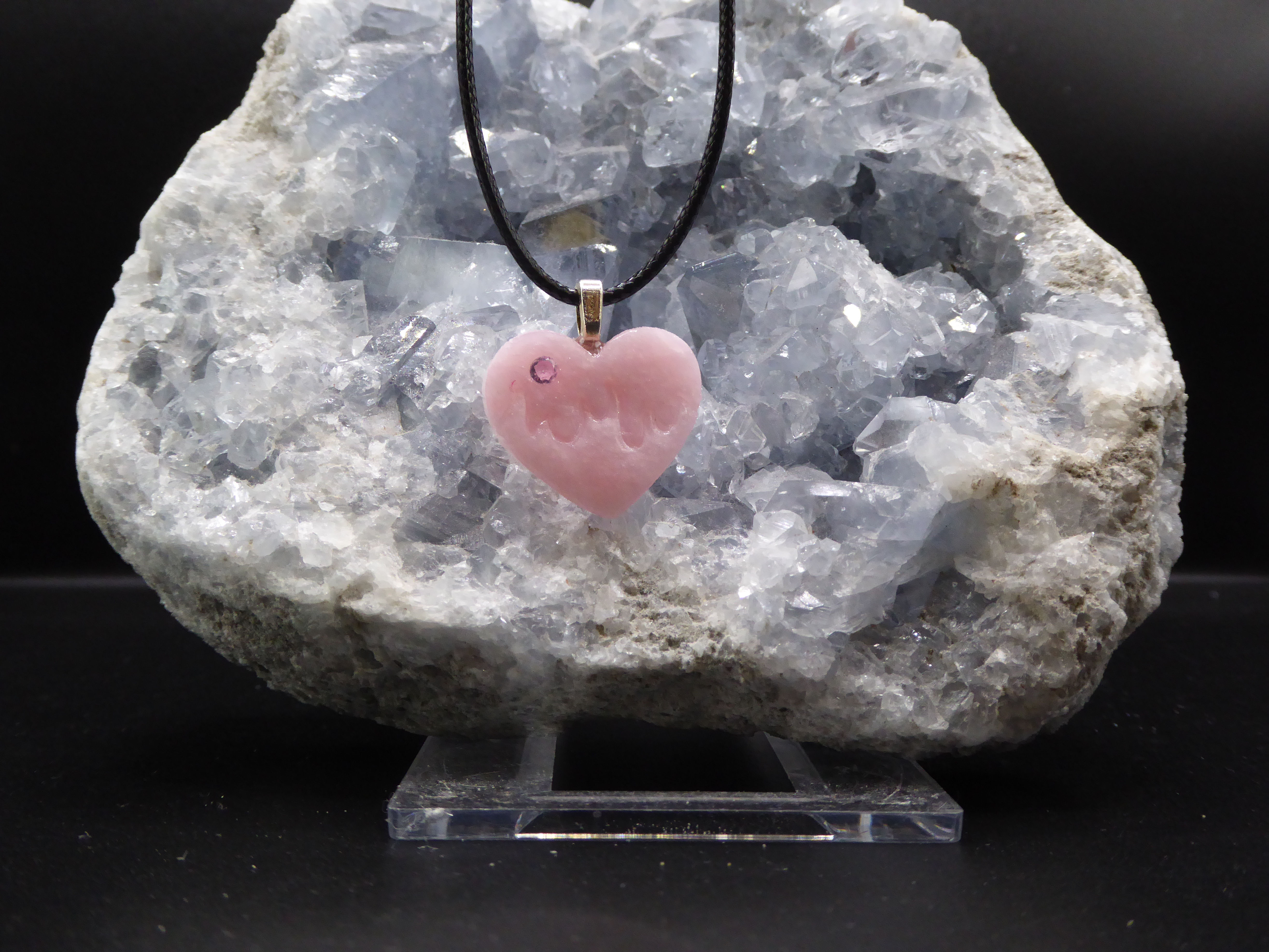 Pendentif « Petit Cœur Rose Amour » – Cœur rose en pâte Fimo