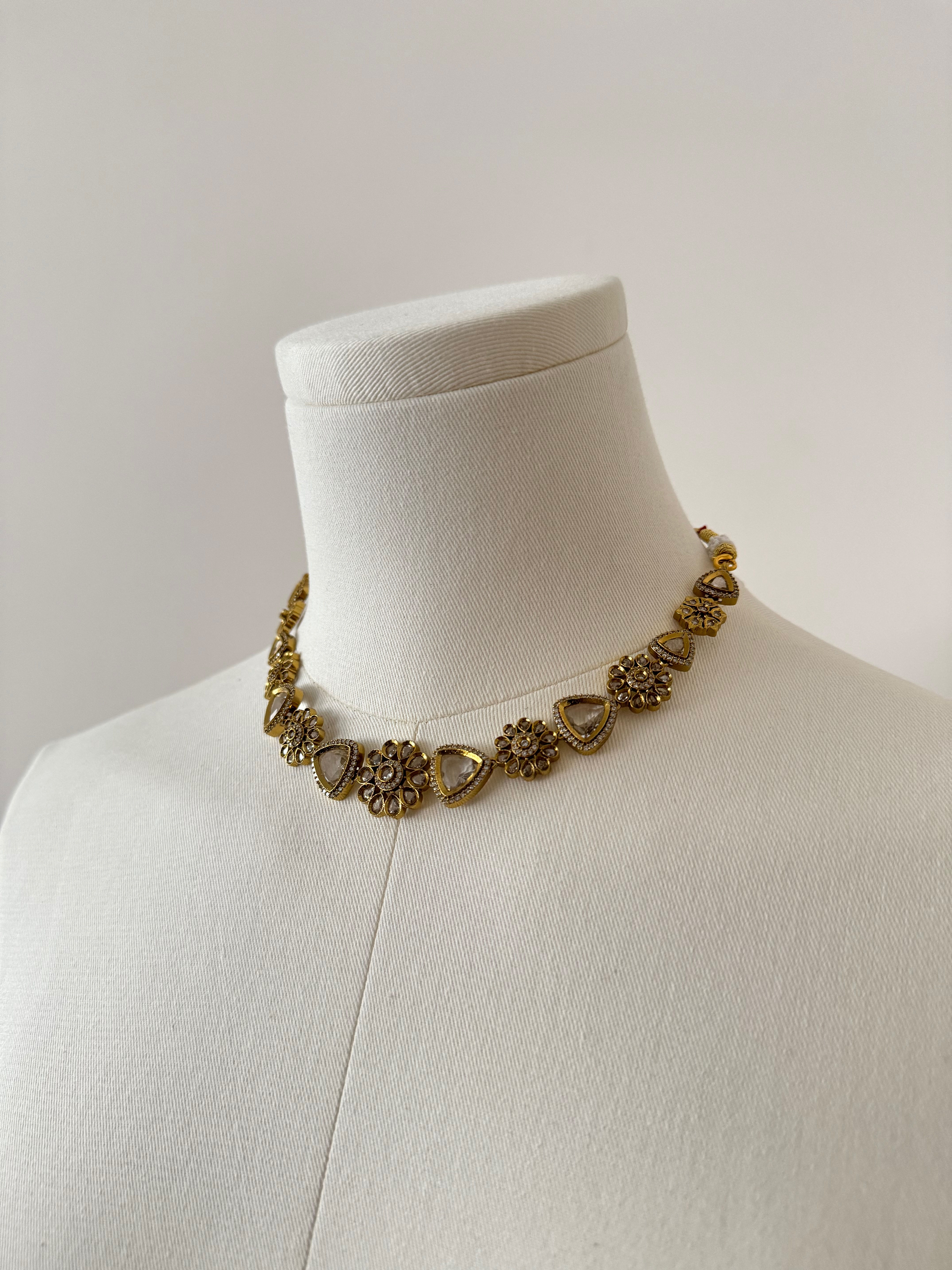 Golden Floral Choker Set