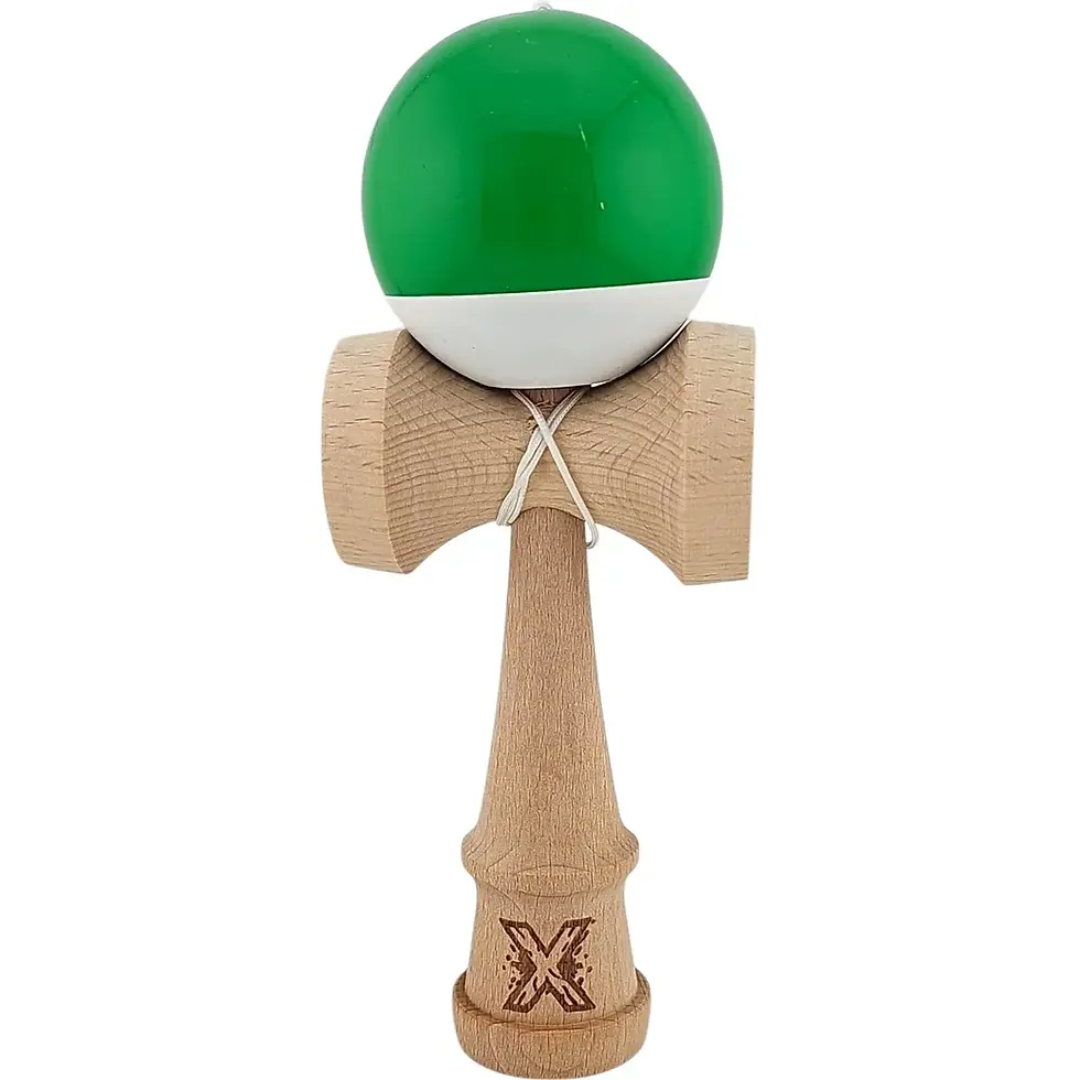 Miniatură: Kendama X Originala, Profesionala, Super Sticky, Verde inchis/Alb, Flippy