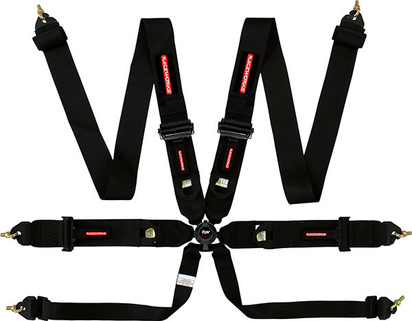 6 point cam lock harness, FIA Approved (Black)