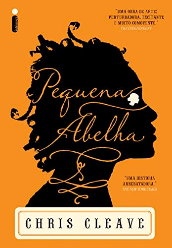 Capa do livro Pequena abelha de Chris Cleave - A capa tem cor amarela com a sombra da cabeça de uma mulher e o título sobre a sombra.
