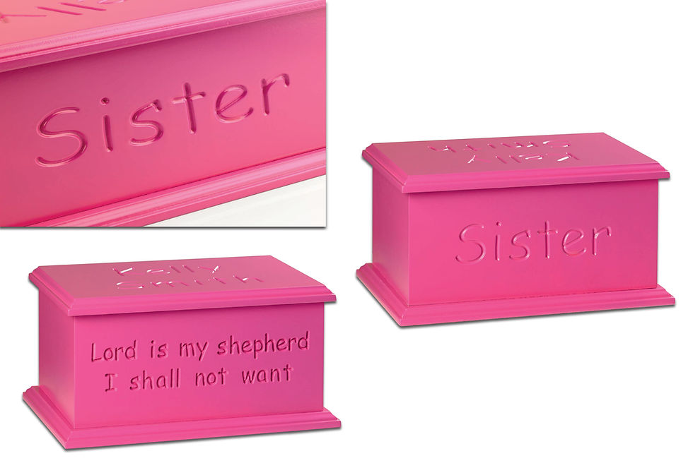Thumbnail: bright pink personalised ashes caskets