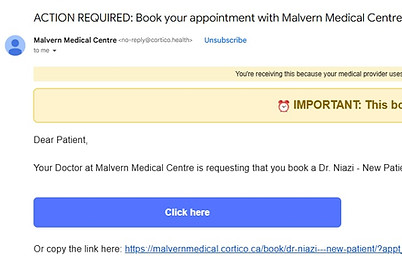book doctor appointment online, Cortico booking system, online medical appointment scheduling, family doctor appointment booking Canada, secure patient portal booking