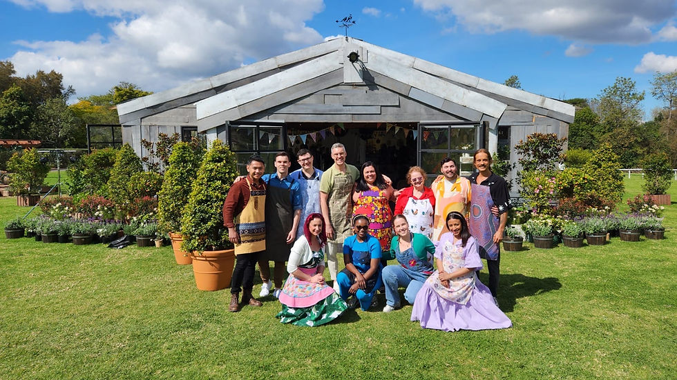 A photo of the 12 bakers of Season 7 from left to right: Arvin, Jason, Ryan, Elliot, Vicki, Jill, Adrian, Jaden, Laurina, Melisa, Molly, Dimi.