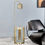 Thumbnail: CYLINDRICAL AMBER GLASS STAND UP LIGHT MODERNIST 1 HEAD GOLD FINISH FLOOR TABLE