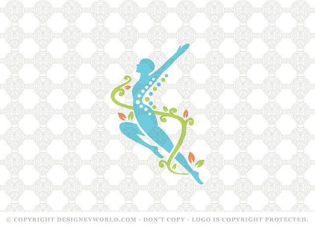 Chirocare Chiropractic Care Logo for Free + Free Customization. Design abstractly representing a man with stylized swirling design and scattered petals. This logo is designed in calm and attractive colors in blue, green and light orange. Tags: Chiropractic, chiropractor, spinal, mind, natural, therapy, tree, medicine, healthcare, care, Healing, medical, health, healthy, spine, back, leaves, logo, logos.