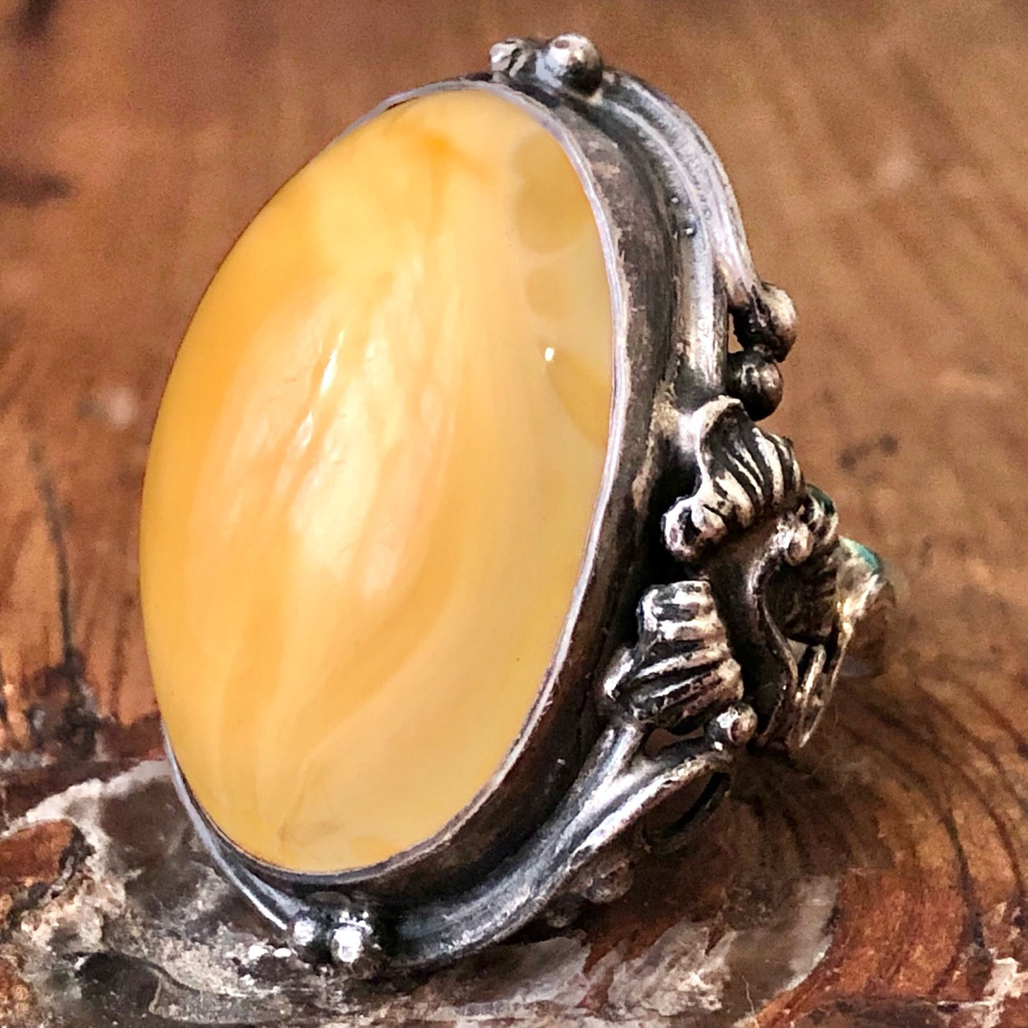 Antique  Butterscotch Baltic Amber Ring /9-9.5