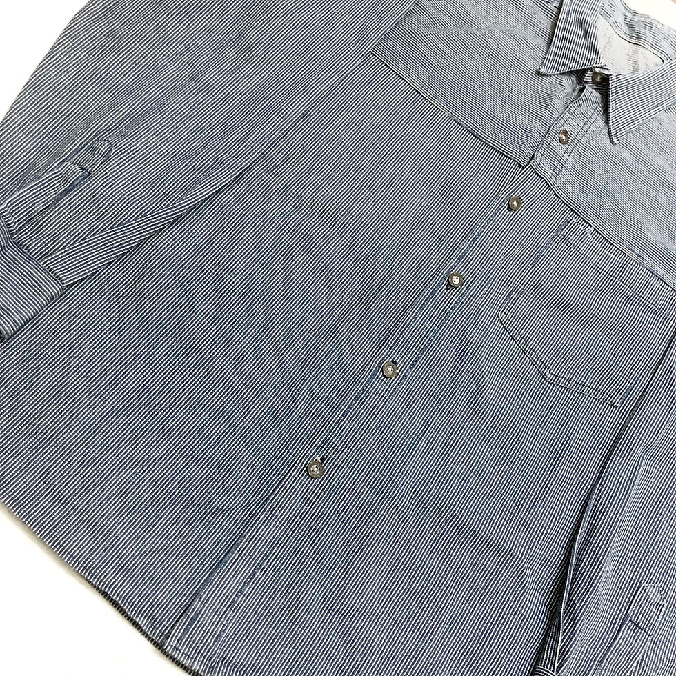 Miniatura: 80s Hickory Stripe Denim Work Shirt  / XL