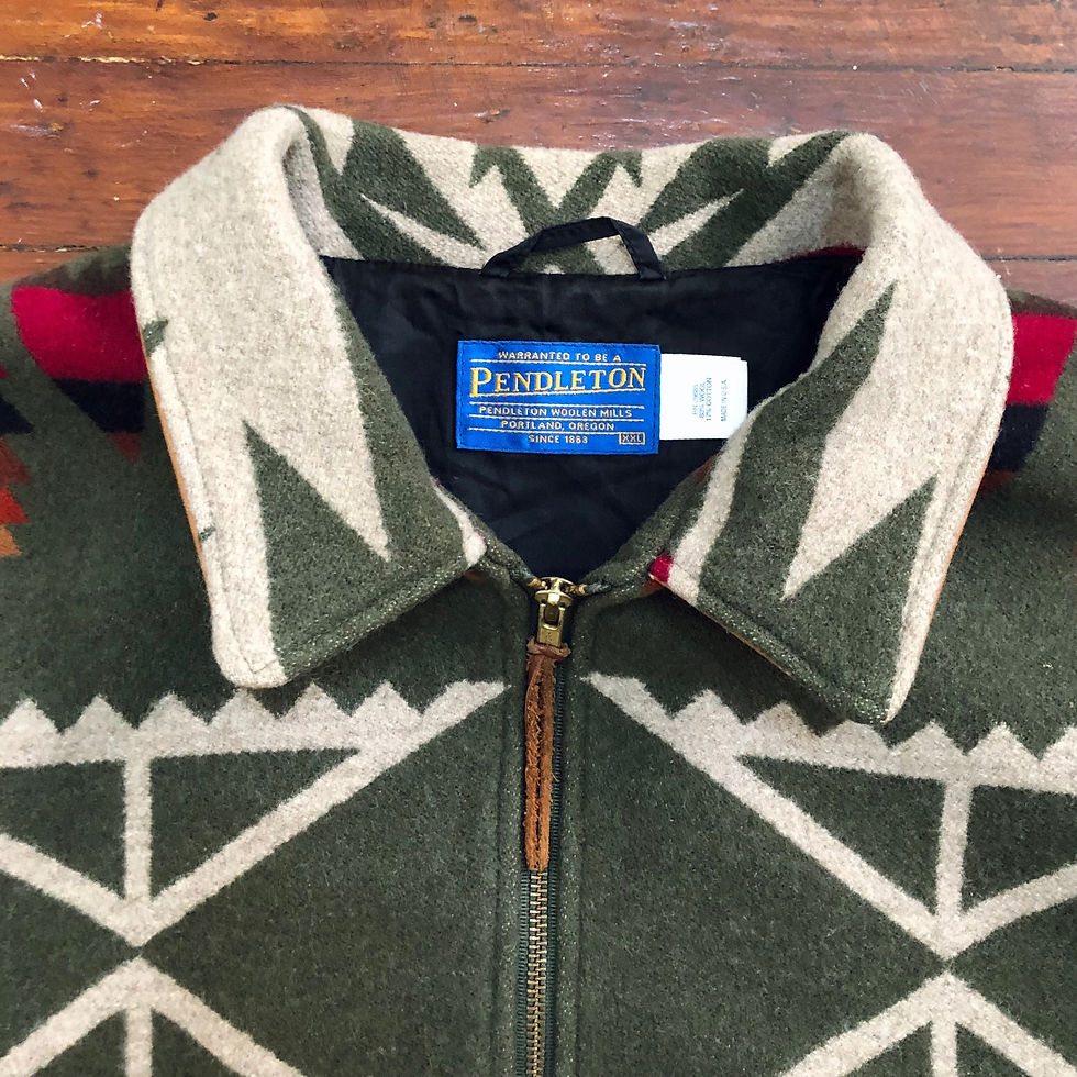Miniatura: 90s Pendleton Navajo Print Wool & Leather Jacket / 2 XL