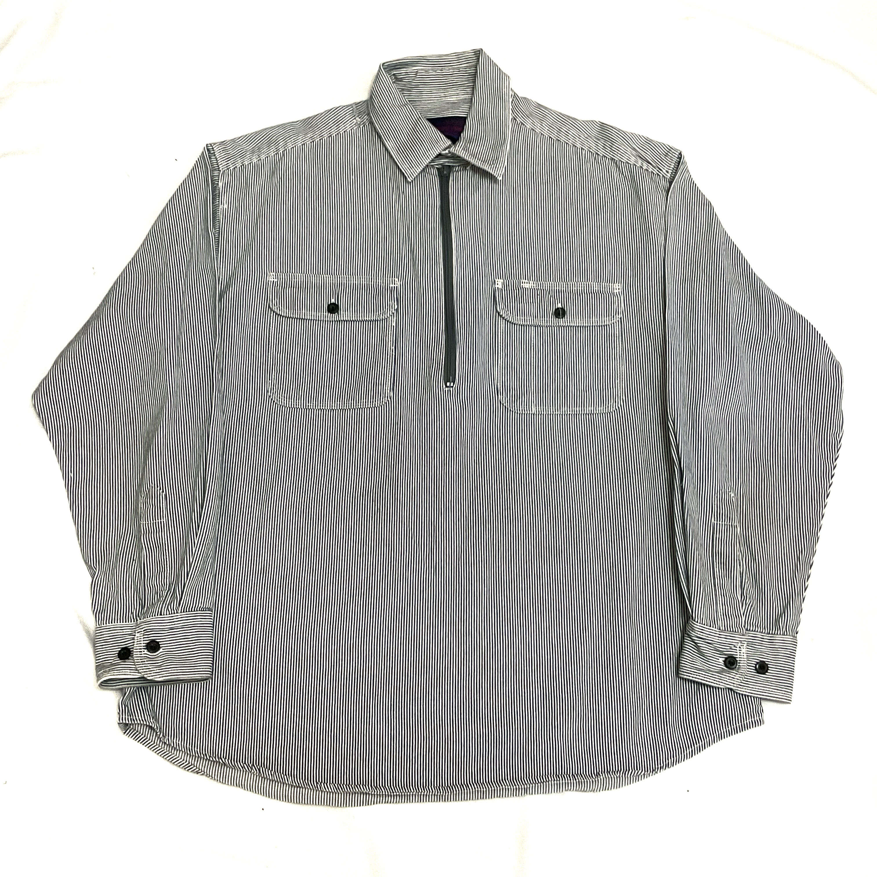 80-90s Hickory Denim Shirt / L