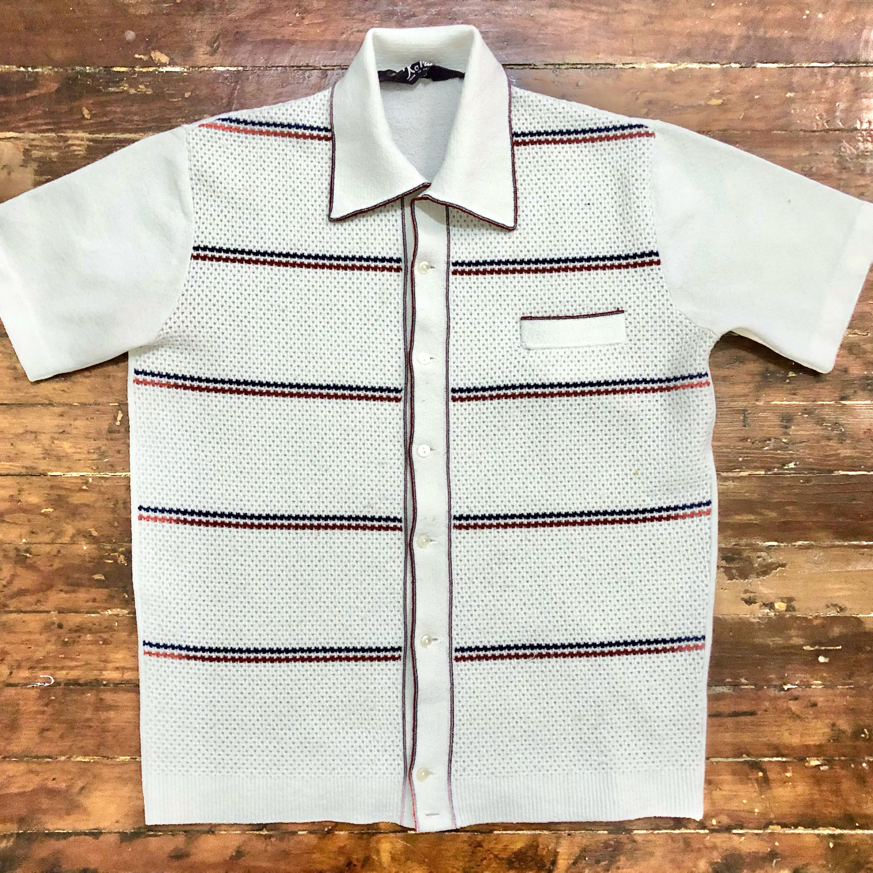 70s Knitted Polo Shirt / L