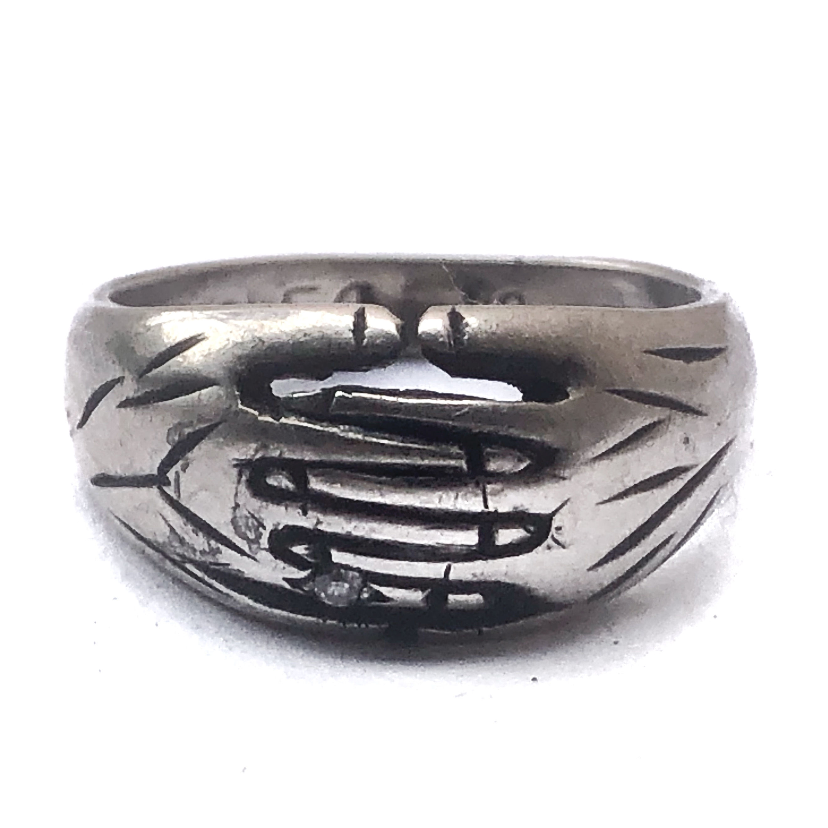 40-50s Sterling Silver Hands Ring /9