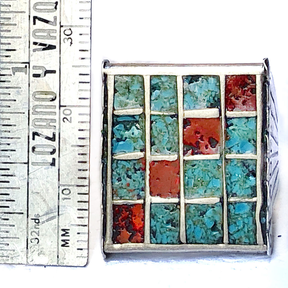 Miniatura: Zuni Sterling Silver Turquoise and Coral Ring /9