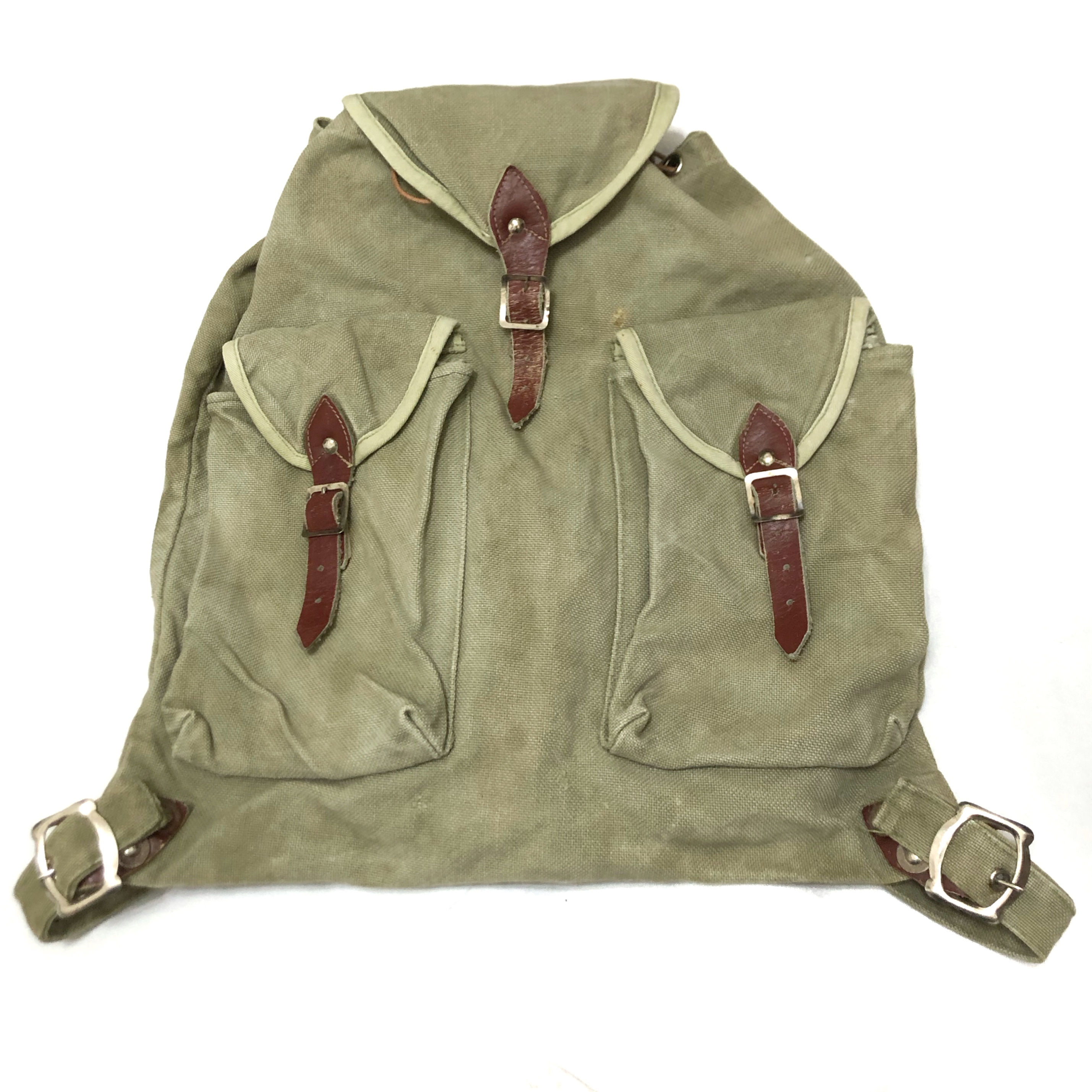 Vintage Canvas & Leather Backpack 