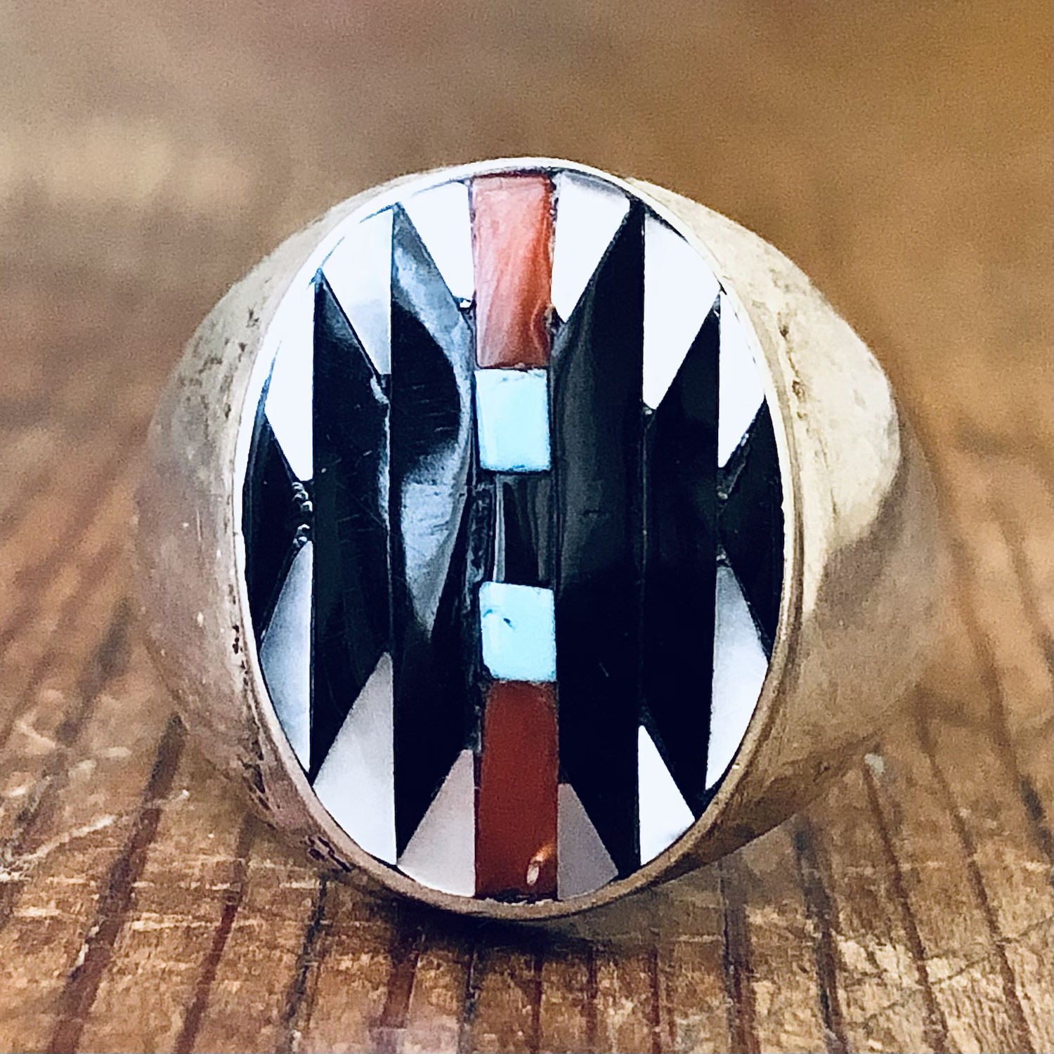 Zuni Dishta Multi Stone Inlay Ring / 10.5 