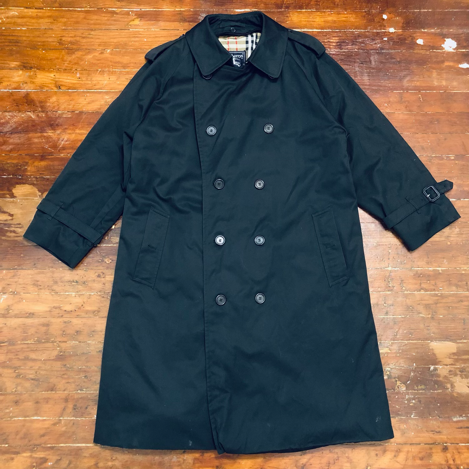 80-90s Burberrys Black Trench Coat / L