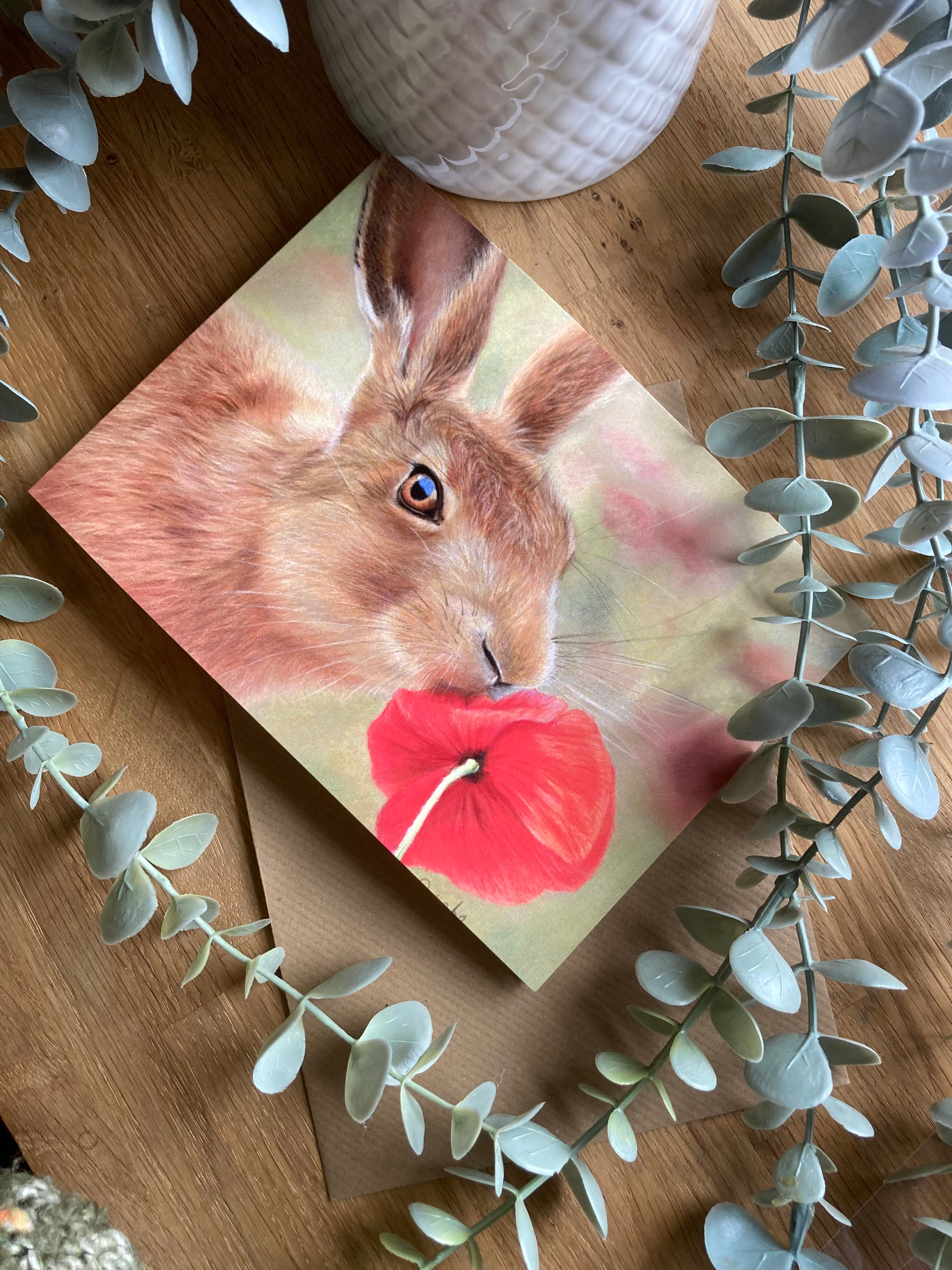 Naughty Hare Greetings Card