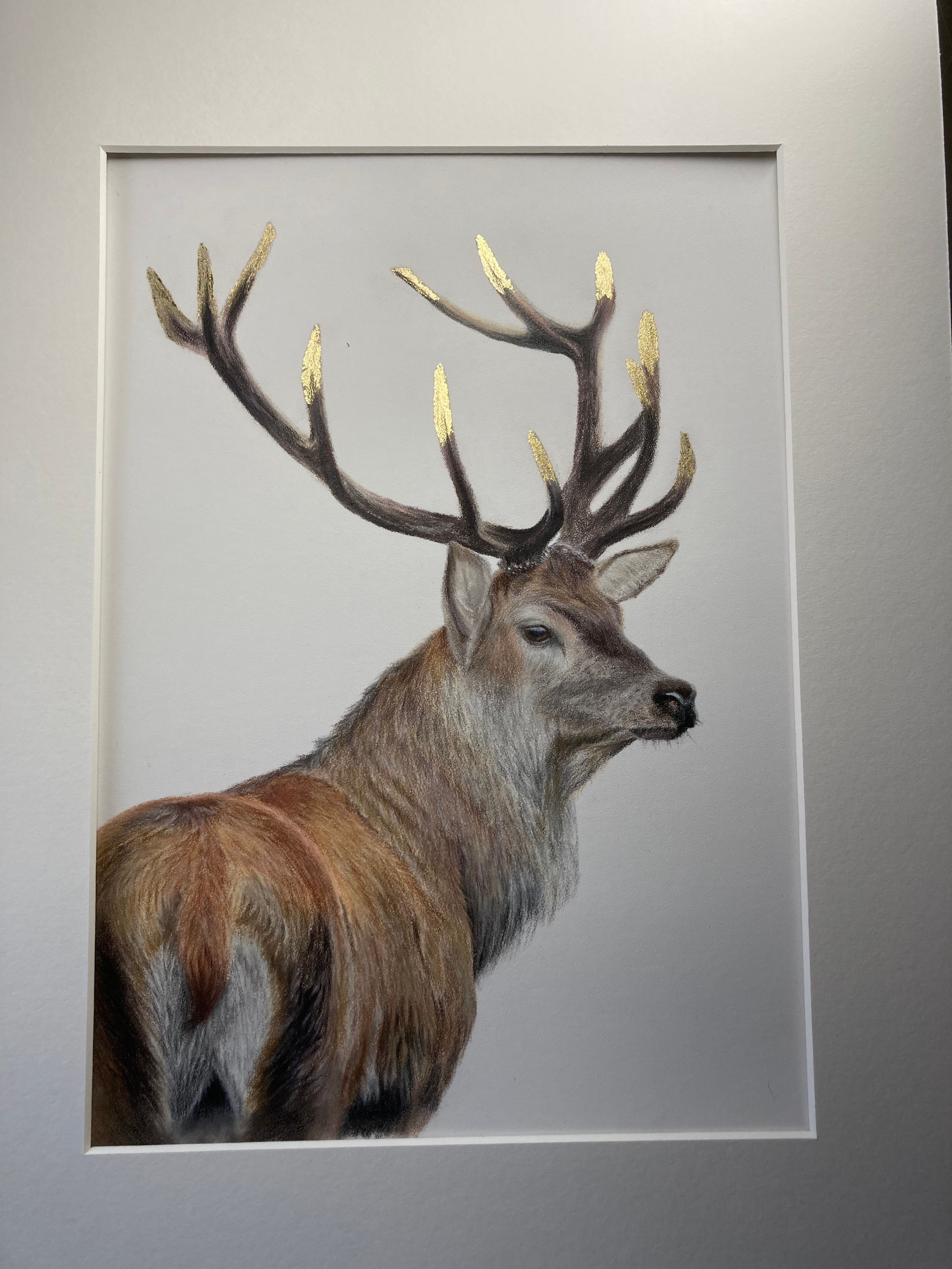 Golden Antlered Stag - Original artwork