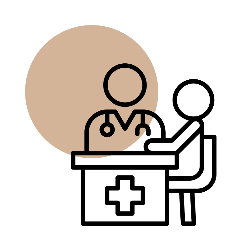 Icon illustrating coordinated communication between pharmacists and physicians